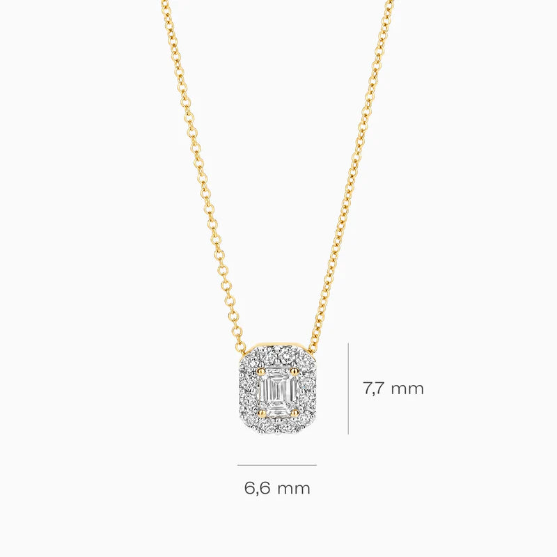 Blush Lab Diamonds Collier LG3009Y - Geelgoud (14k) met 0.25/0.15ct Lab grown Diamant