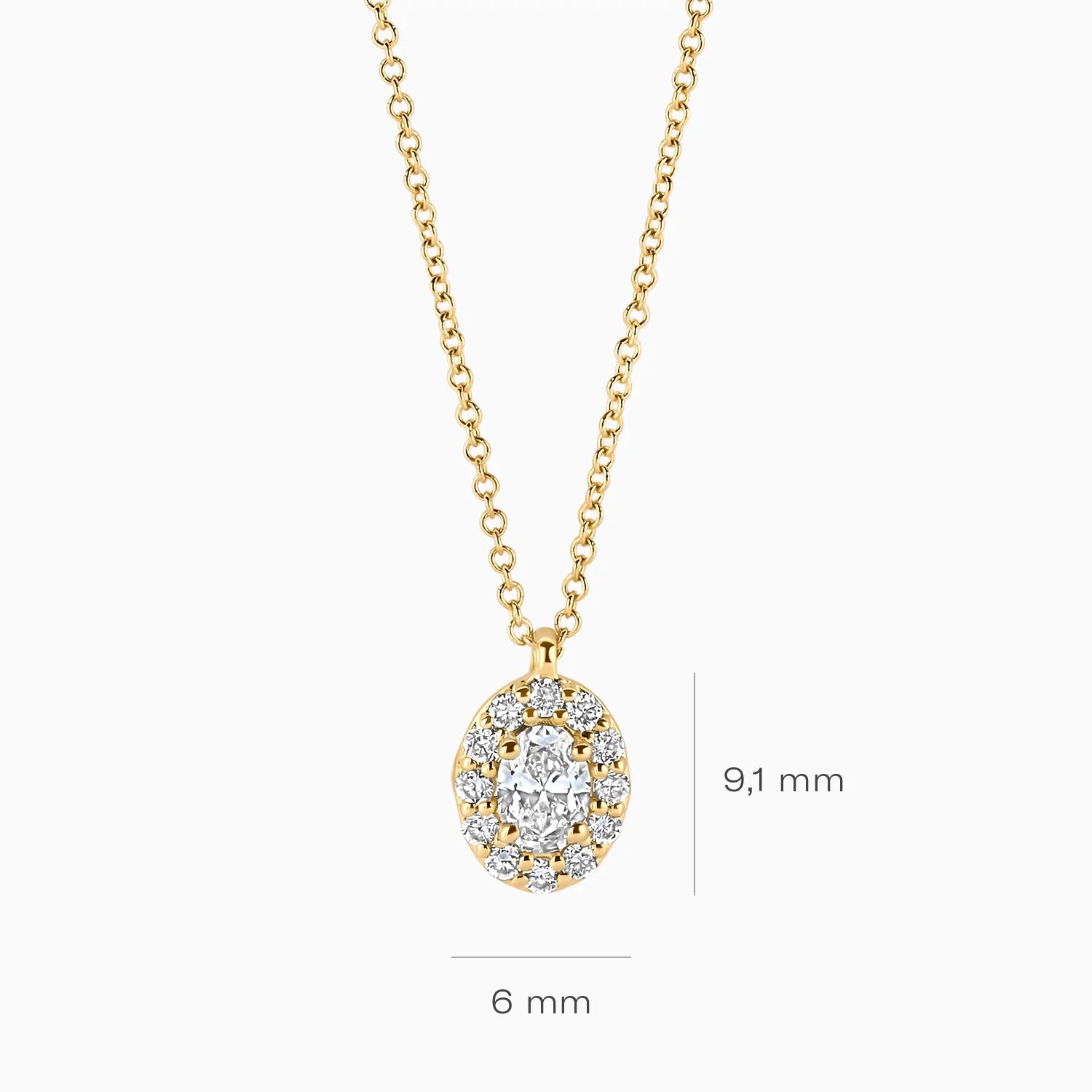 Blush Lab Diamonds Collier LG3019Y - Geelgoud (14k) met 0.20/0.12 Lab grown Diamant
