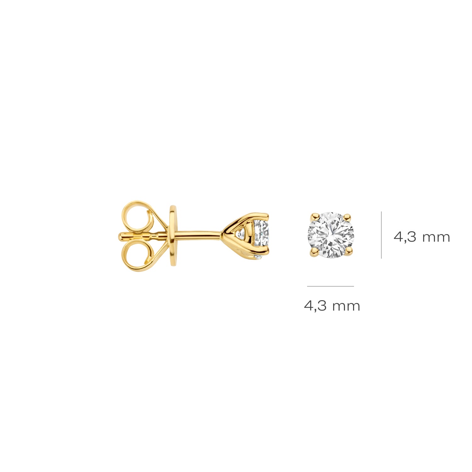 Blush Lab Diamonds Oorknoppen LG7002Y – Geel Goud (14k) met Lab grown Diamant