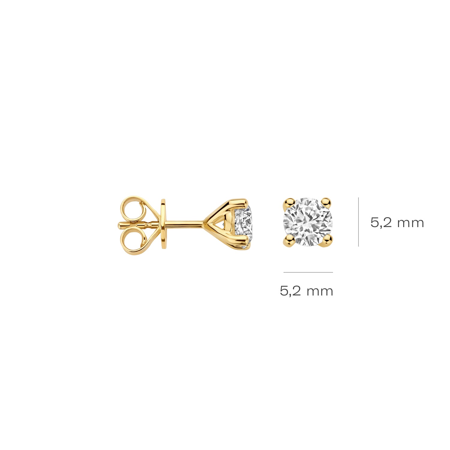 Blush Lab Diamonds Oorknoppen LG7003Y – Geel Goud (14k) met Lab grown Diamant