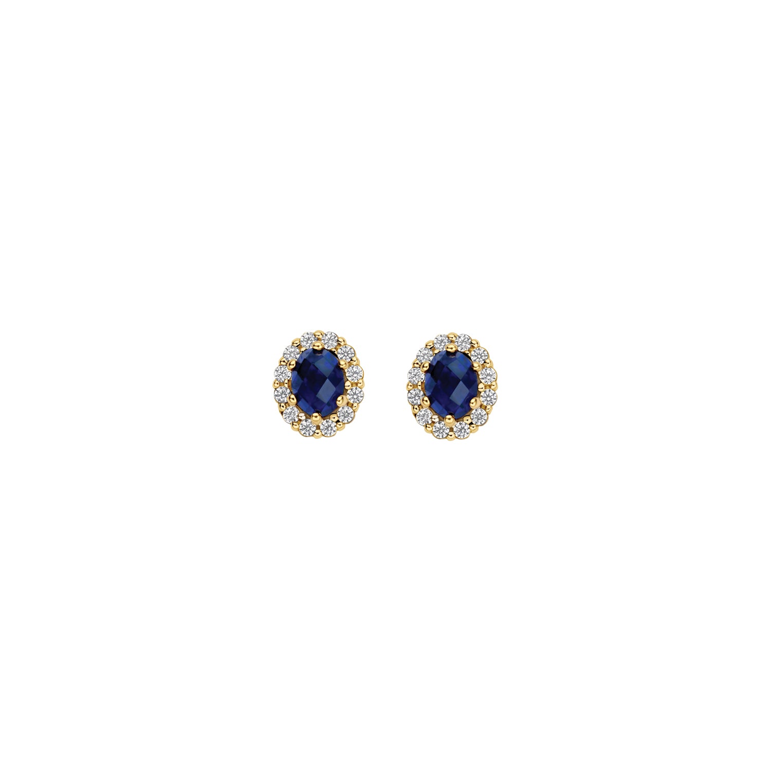 Blush Lab Diamonds Oorknoppen LG7038Y - Geelgoud (14k) met 2x0.06ct Lab grown Diamant & 2-0.20 LG Saffier