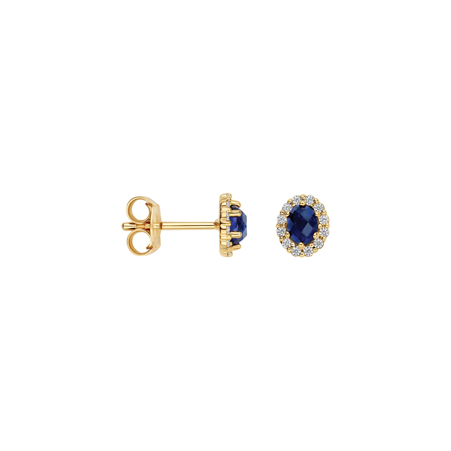 Blush Lab Diamonds Oorknoppen LG7038Y - Geelgoud (14k) met 2x0.06ct Lab grown Diamant & 2-0.20 LG Saffier