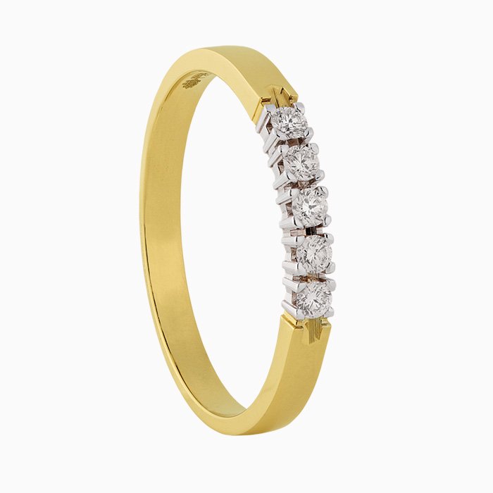 14krt bicolor gouden memoire ring 5-0.15ct GVS
