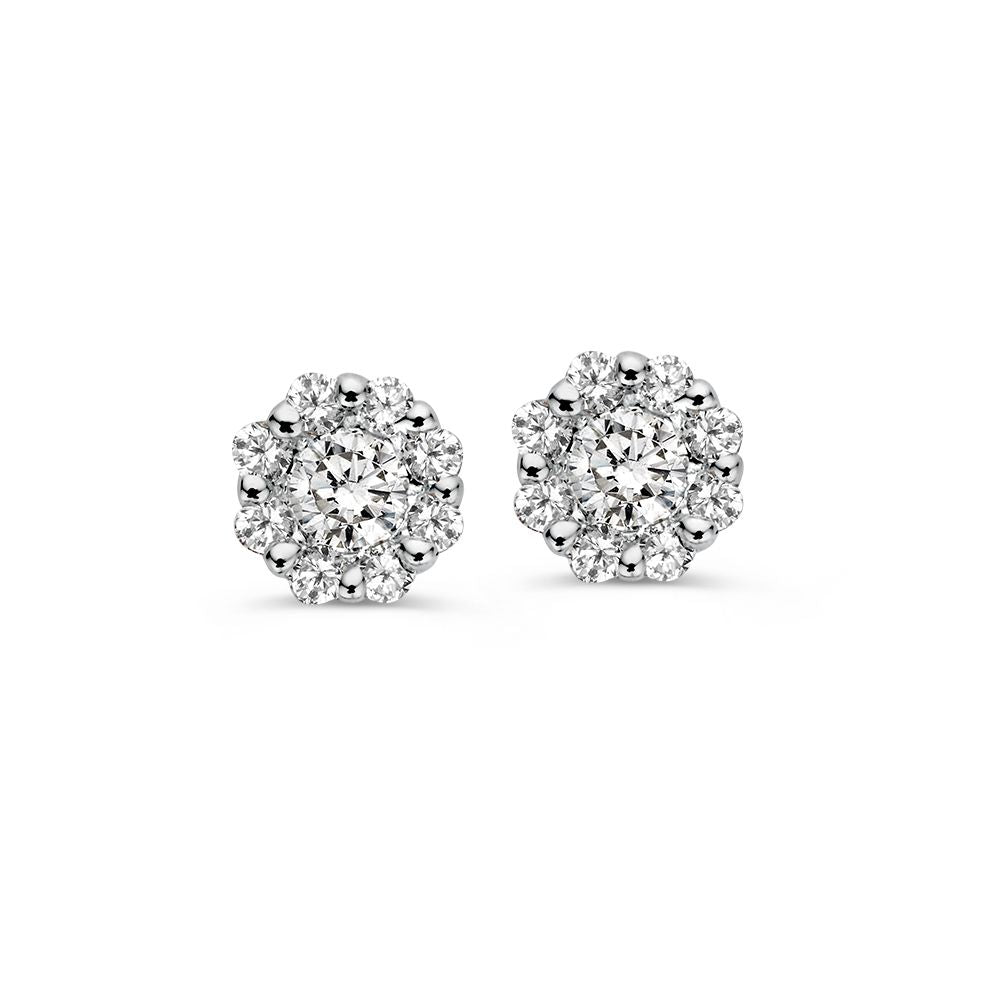 14krt witgouden oorstekers met 0.14ct briljant | 4mm