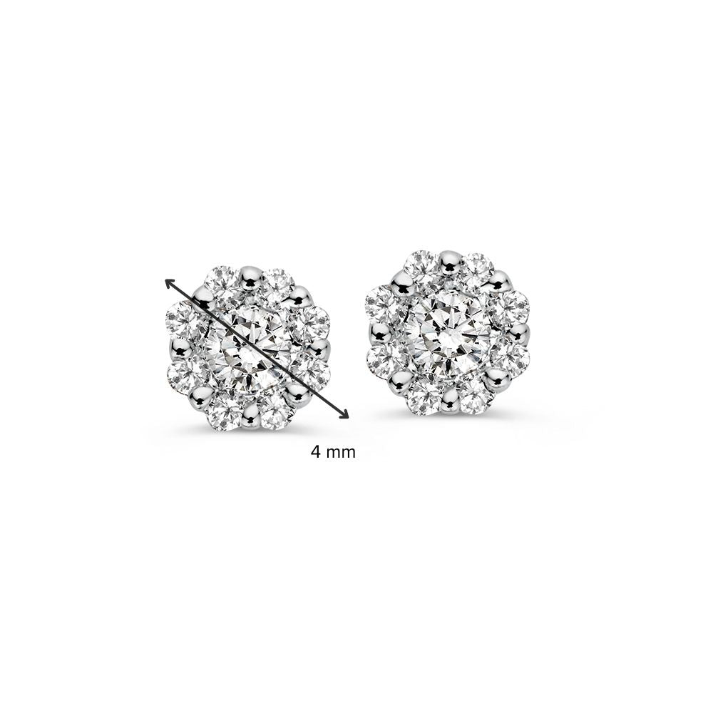 14krt witgouden oorstekers met 0.14ct briljant | 4mm