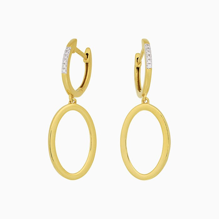 14krt geelgouden oorhangers met diamant 0.05ct HSI