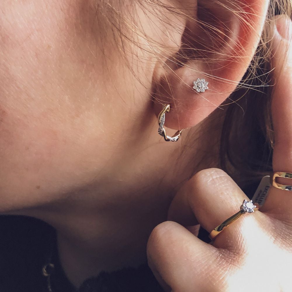 14krt witgoud oorstekers met 0.26ct briljant | 5,7mm