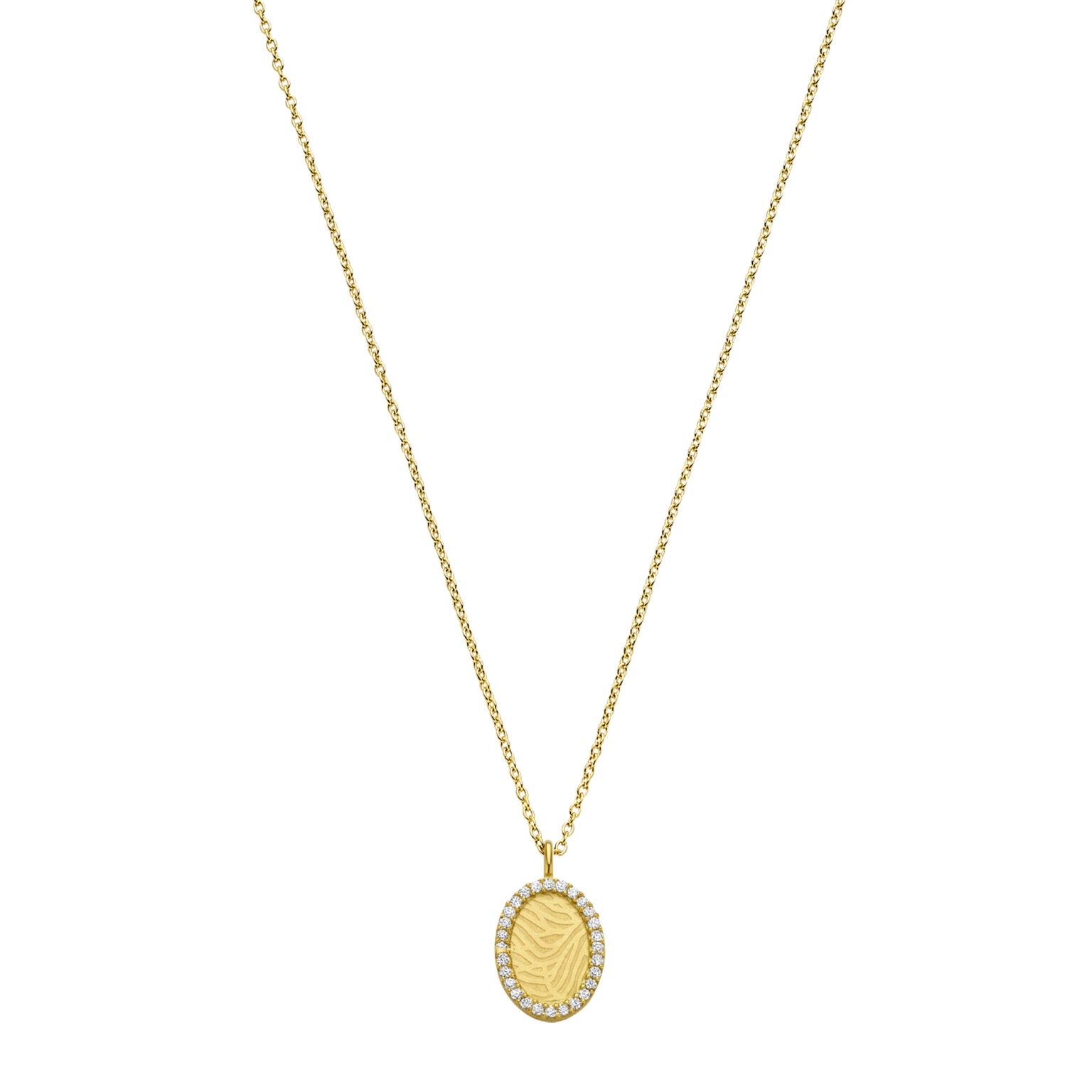 14krt geelgouden collier met vingerafdruk en diamant 0.14ct HSI - 41-43-45cm - Moment Deluxe