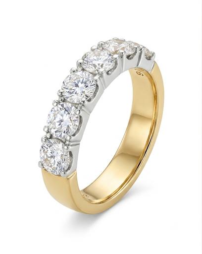 14krt bicolor gouden memoire ring met lab grown diamant 5-0.90ct EVS