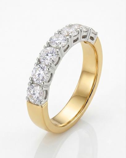 14krt bicolor gouden memoire ring met lab grown diamant 7-0.94ct EVS
