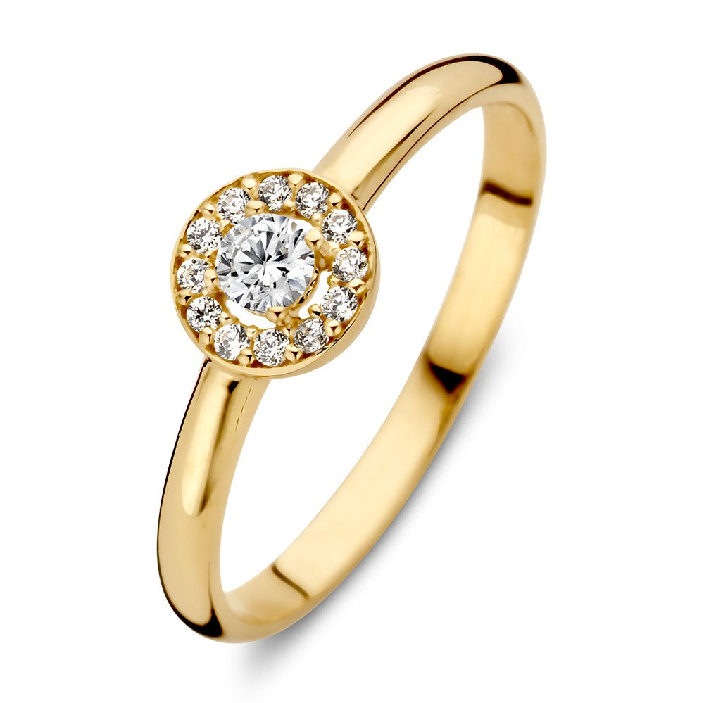 14krt geelgouden ring met zirkonia | 6,5mm