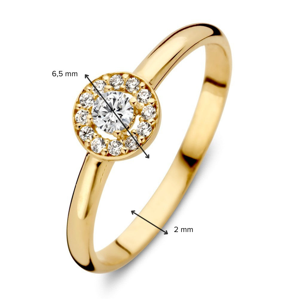 14krt geelgouden ring met zirkonia | 6,5mm