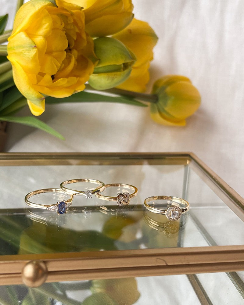 14krt geelgouden ring met zirkonia | 6,5mm