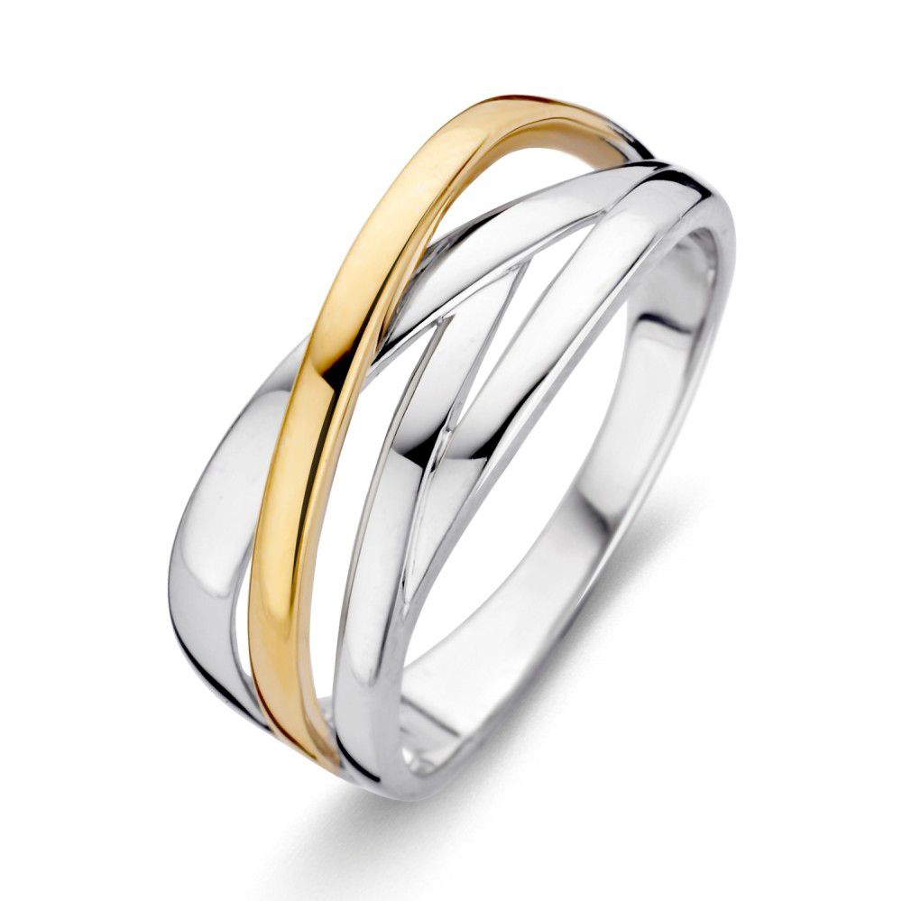 Ring met zilver, 585 geelgoud en zirkonia - RF605179