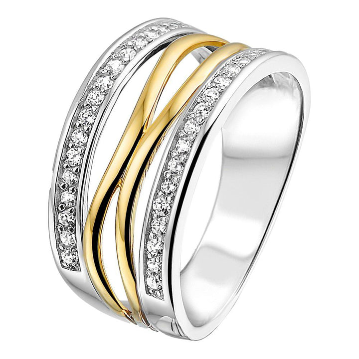 Ring met zilver, 585 geelgoud en zirkonia - RF625207