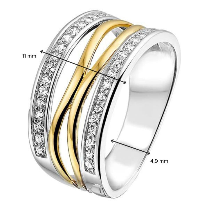 Ring met zilver, 585 geelgoud en zirkonia - RF625207