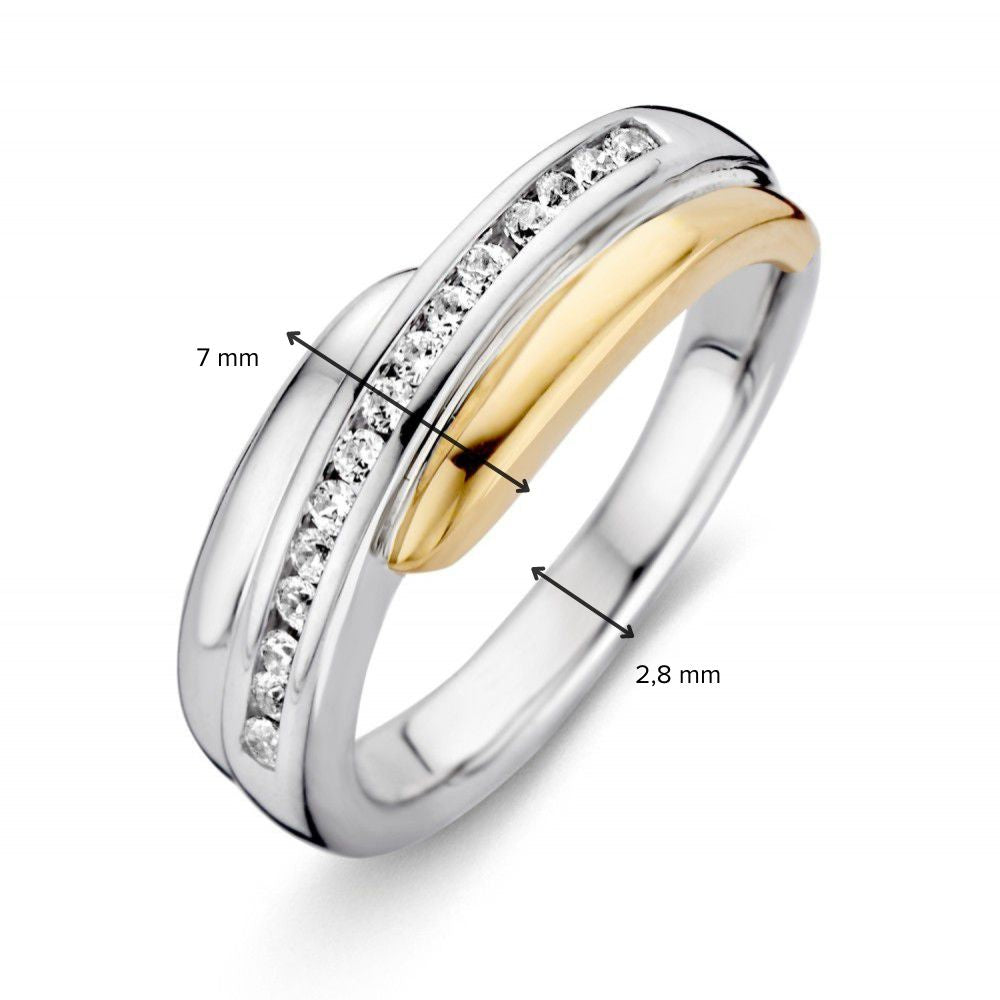 Ring met zilver, 585 geelgoud en zirkonia - RF625212