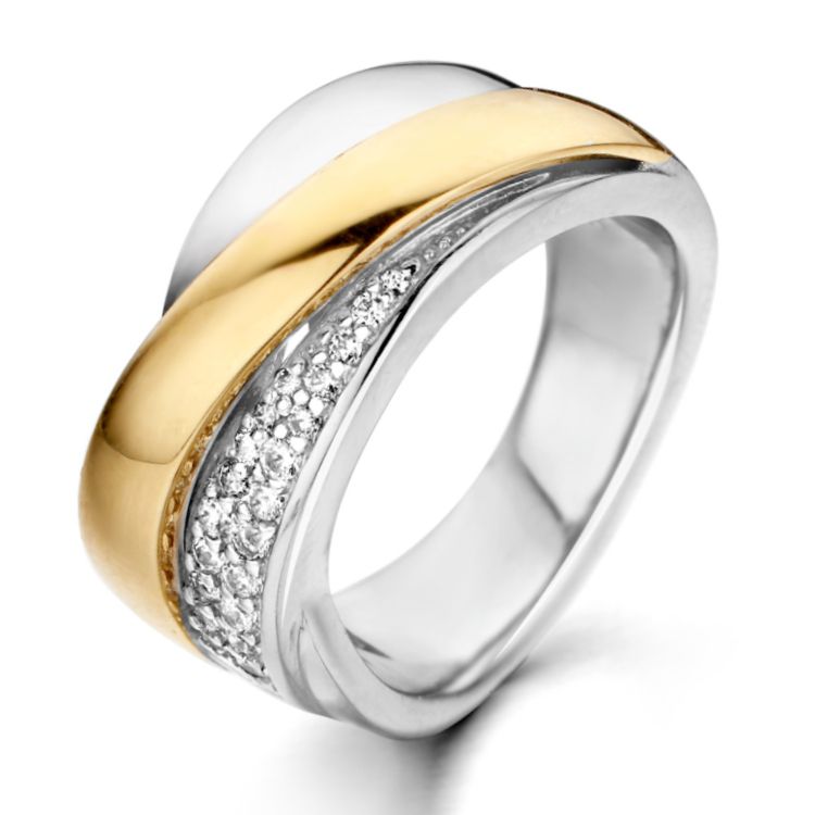 Ring met zilver, 585 geelgoud en zirkonia - RF626041