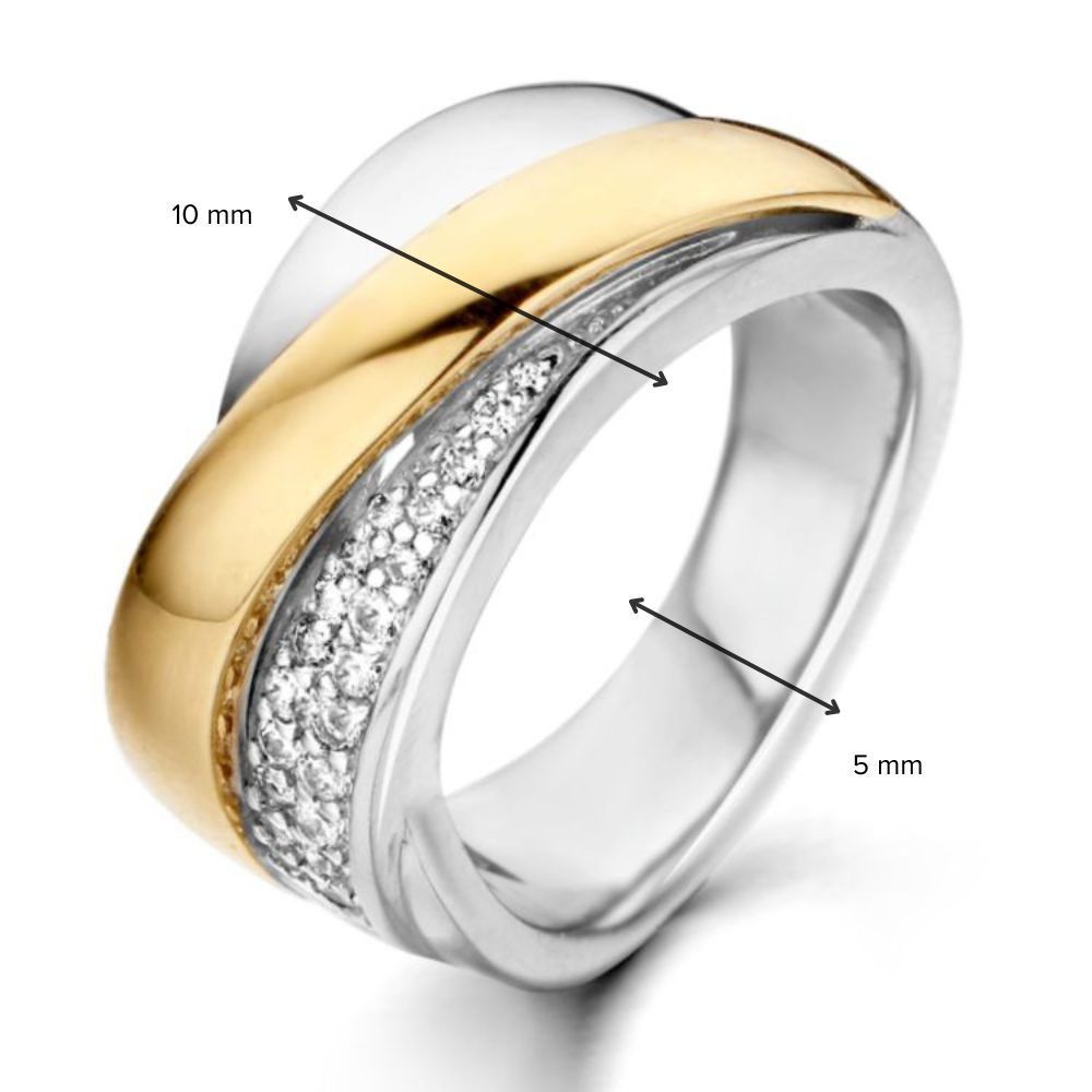 Ring met zilver, 585 geelgoud en zirkonia - RF626041