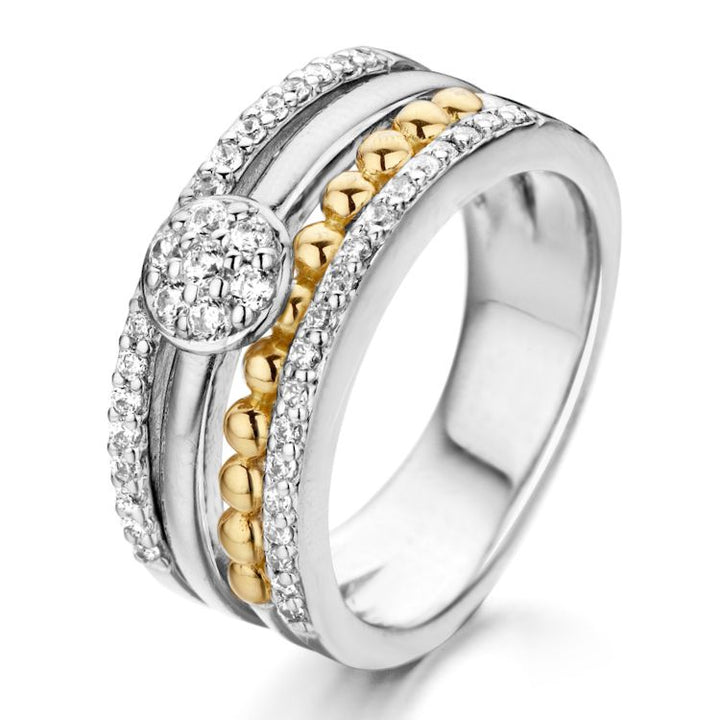 Ring met zilver, 585 geelgoud en zirkonia - RF626043