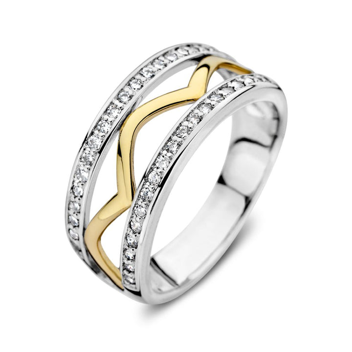 Ring met zilver, 585 geelgoud en zirkonia - RF627647