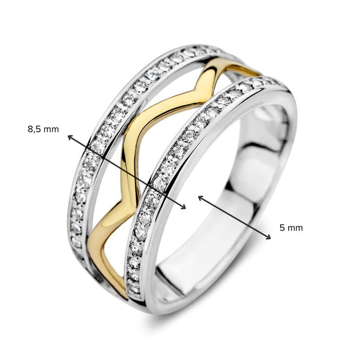 Ring met zilver, 585 geelgoud en zirkonia - RF627647