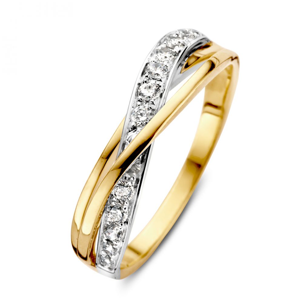 14krt bicolor gouden ring zirkonia - RH427194