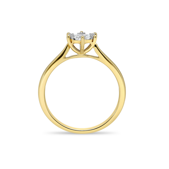 14krt geelgouden ring met 12-0.15ct &  1-0.10ct diamant HSI