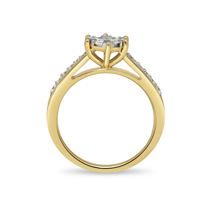 14krt geelgouden ring met 24-0.41ct &  1-0.09ct diamant HSI