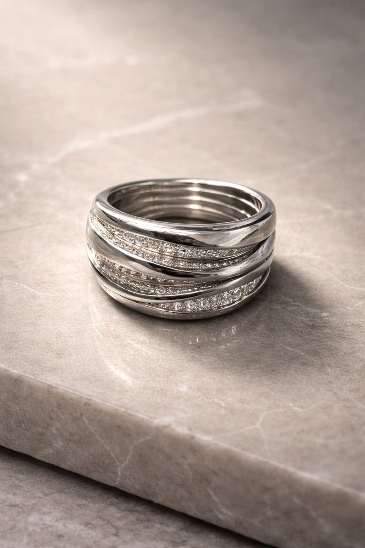 14 karaat wit gouden ring, met 0,65ct briljant | mt 17,5