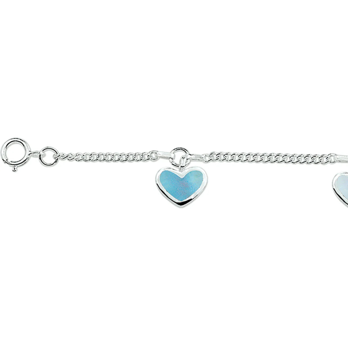 Zilveren armband emaille hartjes | 13-15cm