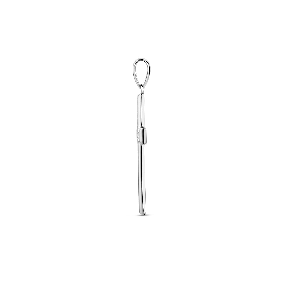 Zilveren hanger kruis zirkonia | 21x31mm