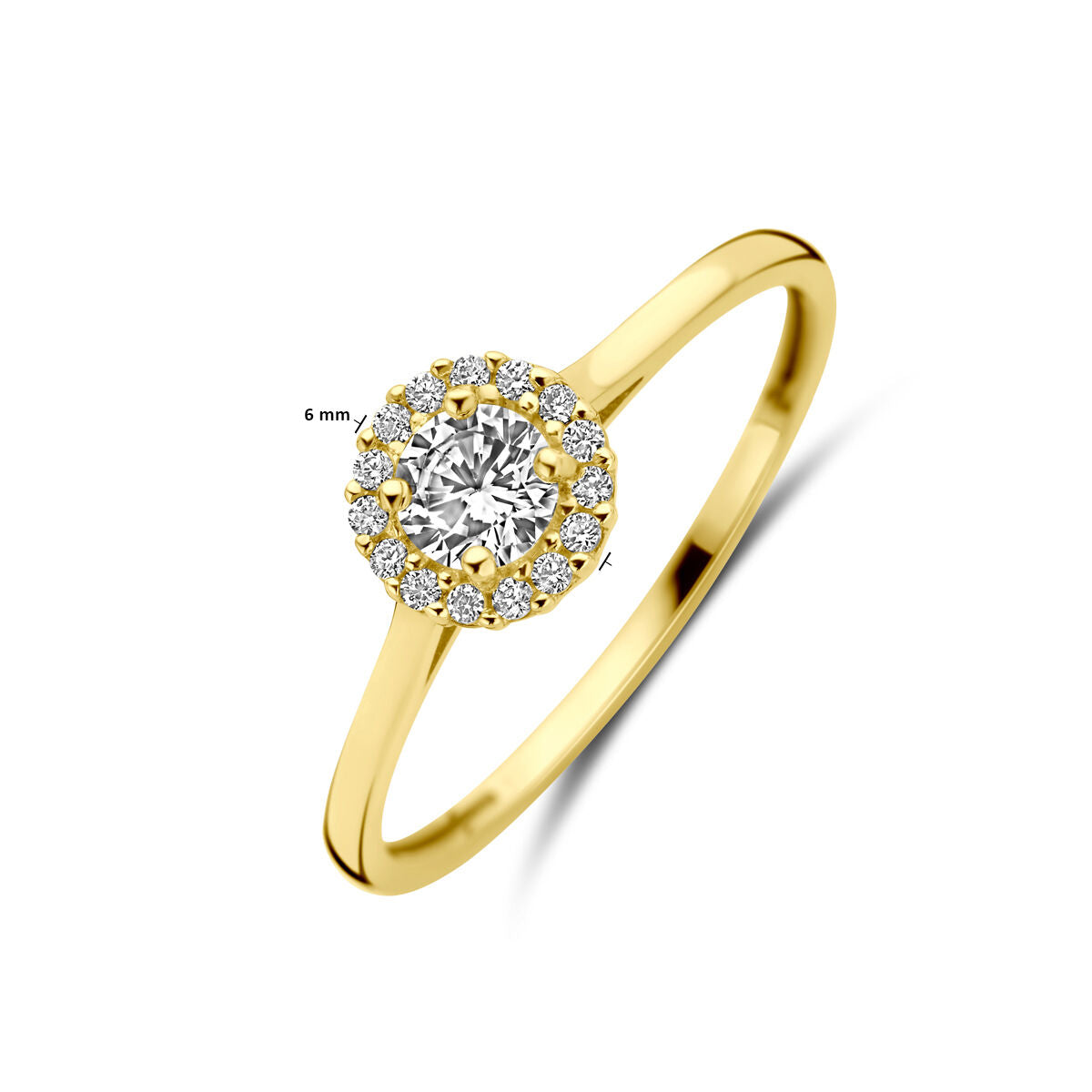 14kt geelgouden ring zirconia 6,5mm