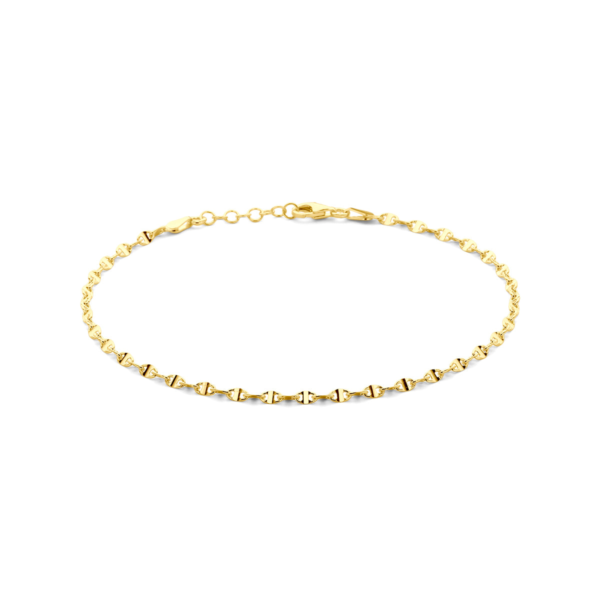 Zilver verguld enkelbandje koffieboon 2,8mm | 24-26 cm