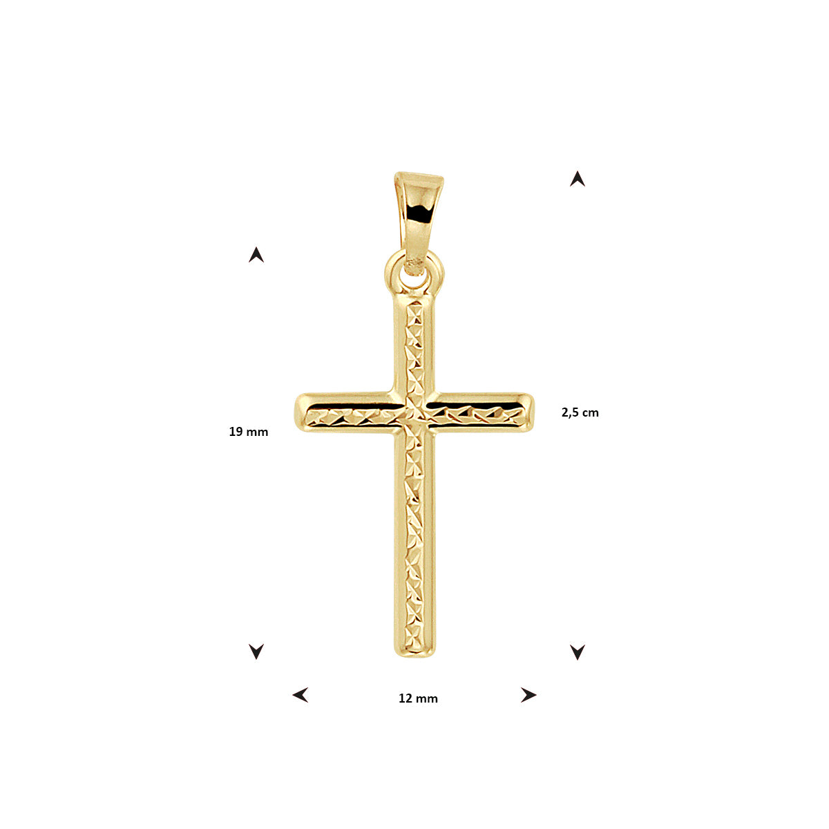 14krt geelgouden hanger kruis gediamanteerd | 25x12mm