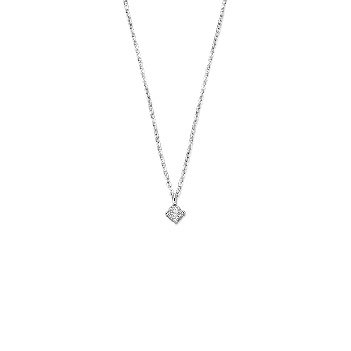 Zilveren collier zirkonia 4mm | 42+3cm