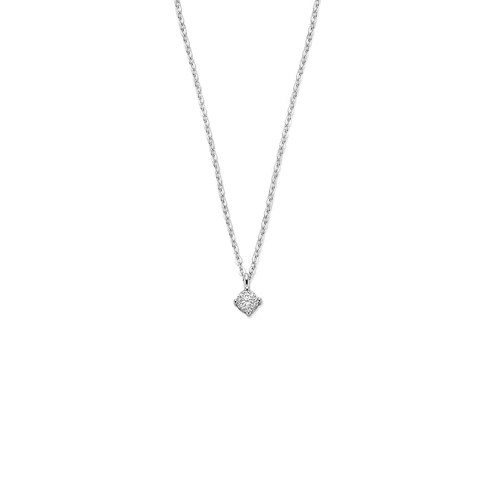 Zilveren collier zirkonia 4mm | 42+3cm