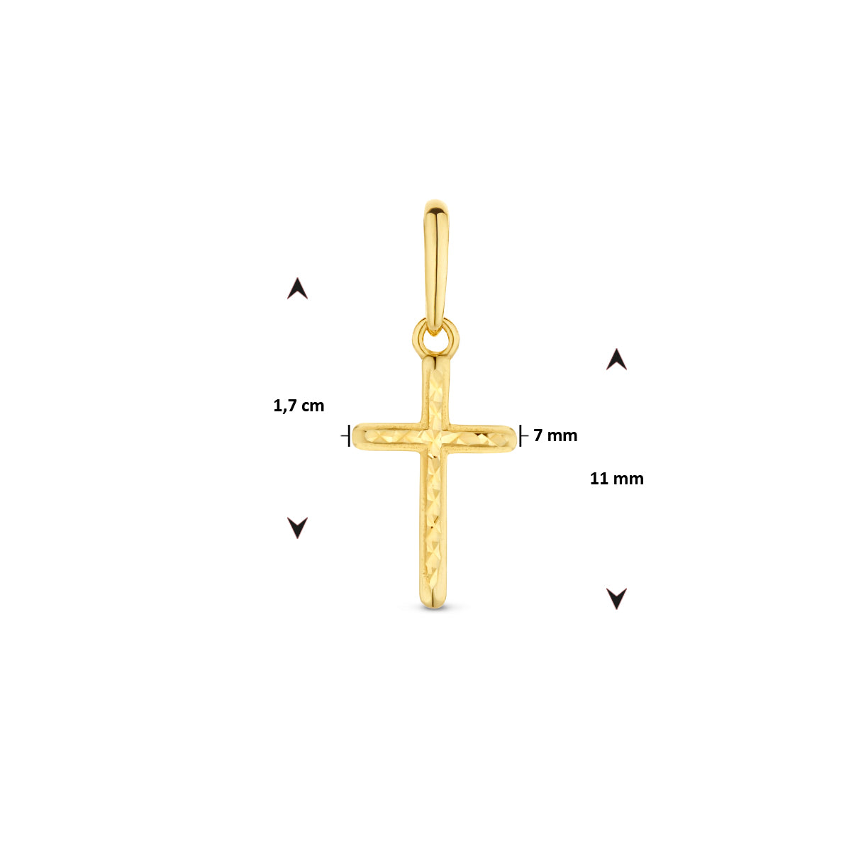 14krt geelgouden hanger kruis gediamanteerd 11x7mm