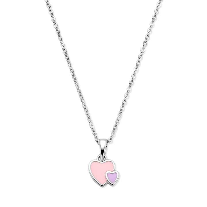 Zilveren collier emaille hartjes | 36+4cm