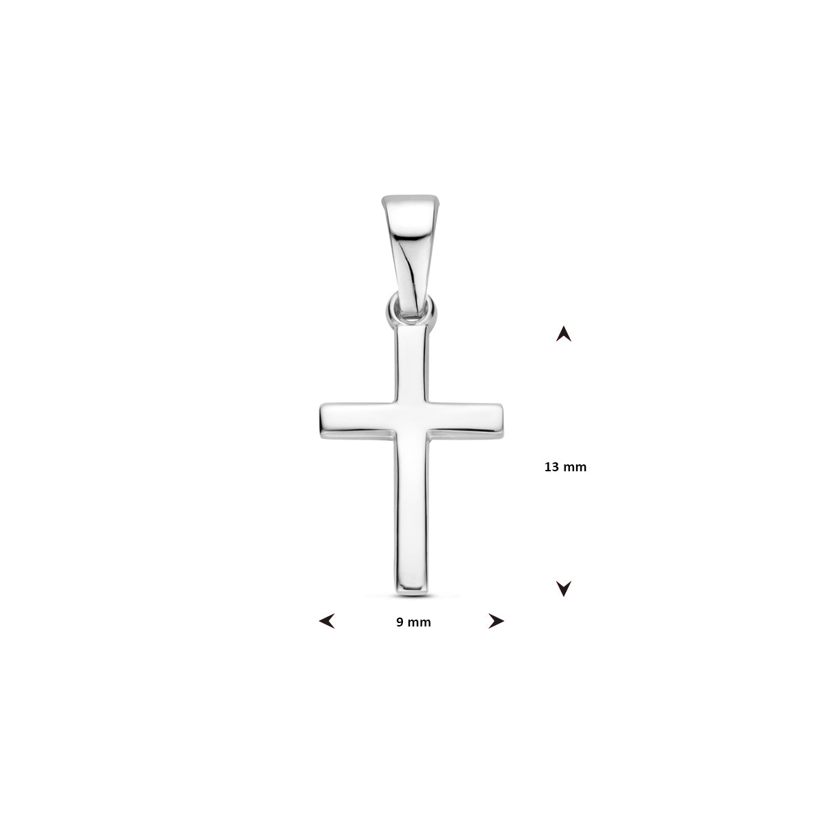 Zilveren hanger kruis | 13x9mm