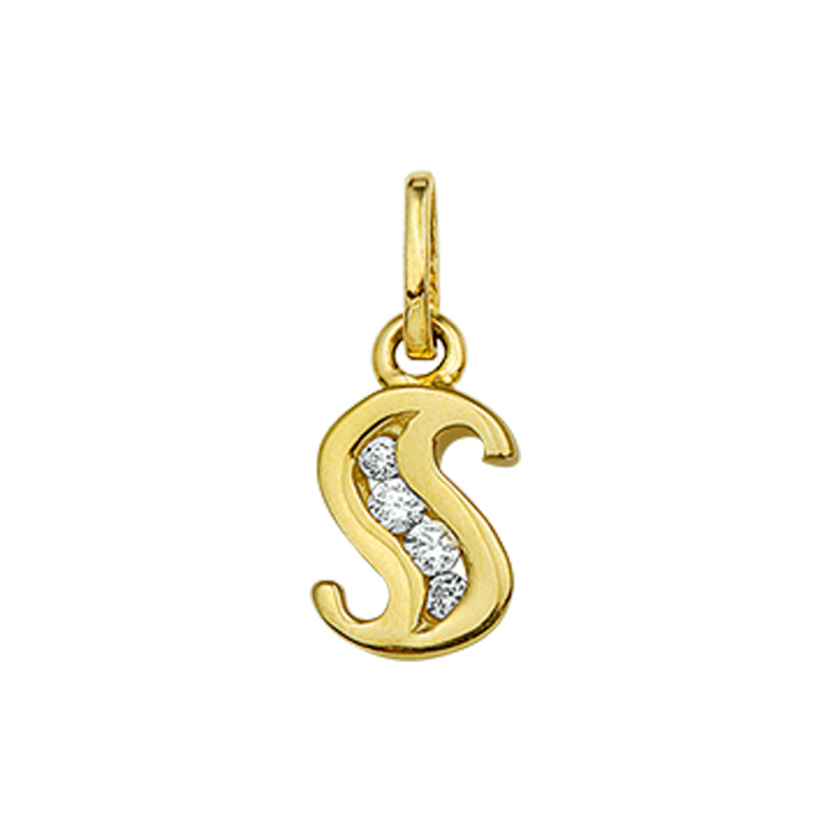 14krt geelgouden letter hanger zirkonia | 6x11mm