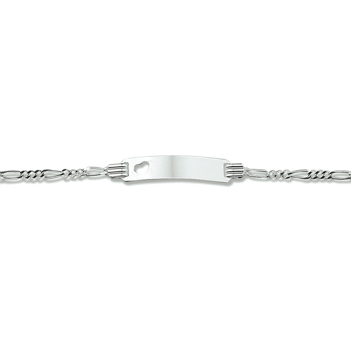 Zilveren graveerarmband hart figaro plaat 4,2mm | 11-13cm