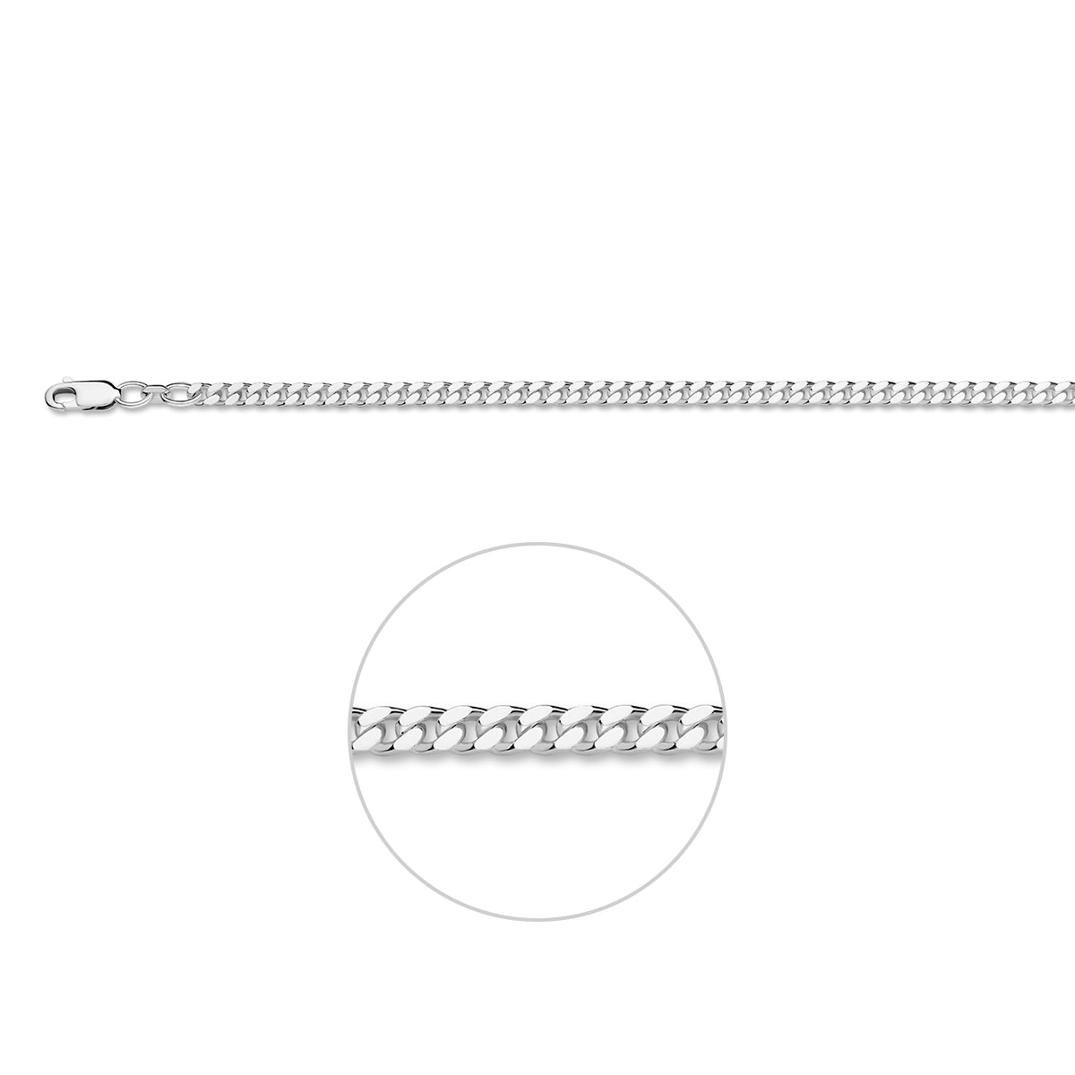 Zilveren lengtecollier - gourmette 4-zijdes geslepen 3,5mm