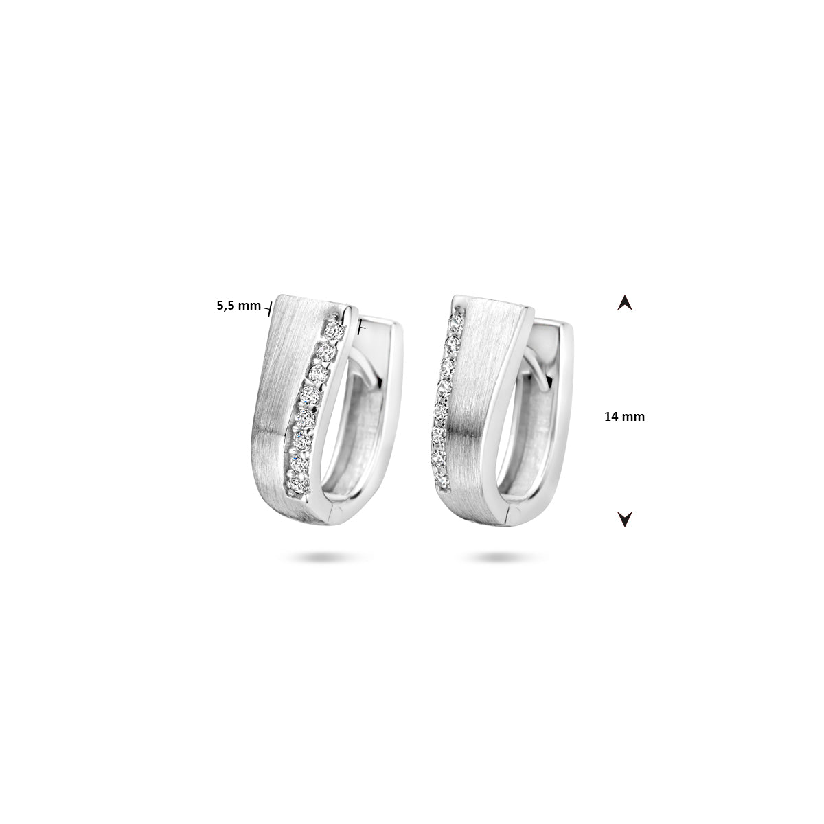 Zilveren klapoorringen zirkonia | 14x5,5mm