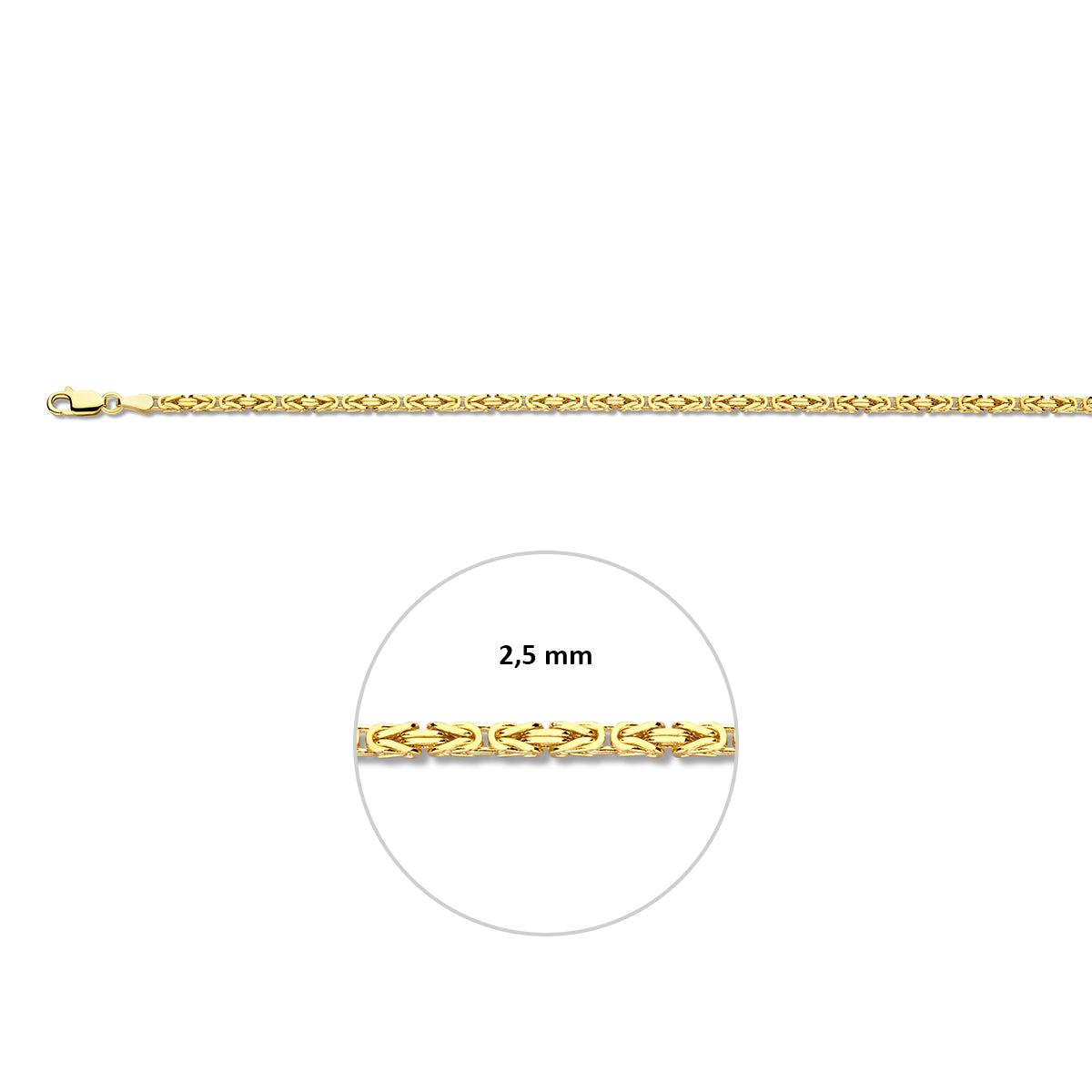 14krt geelgouden konings armband massief 2,5mm- 19cm