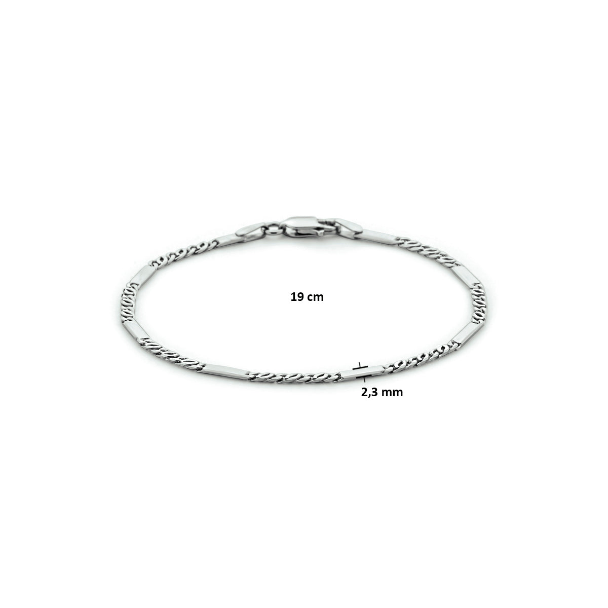 Zilveren armband valkenoog met tussenstuk 2.3mm | 19cm