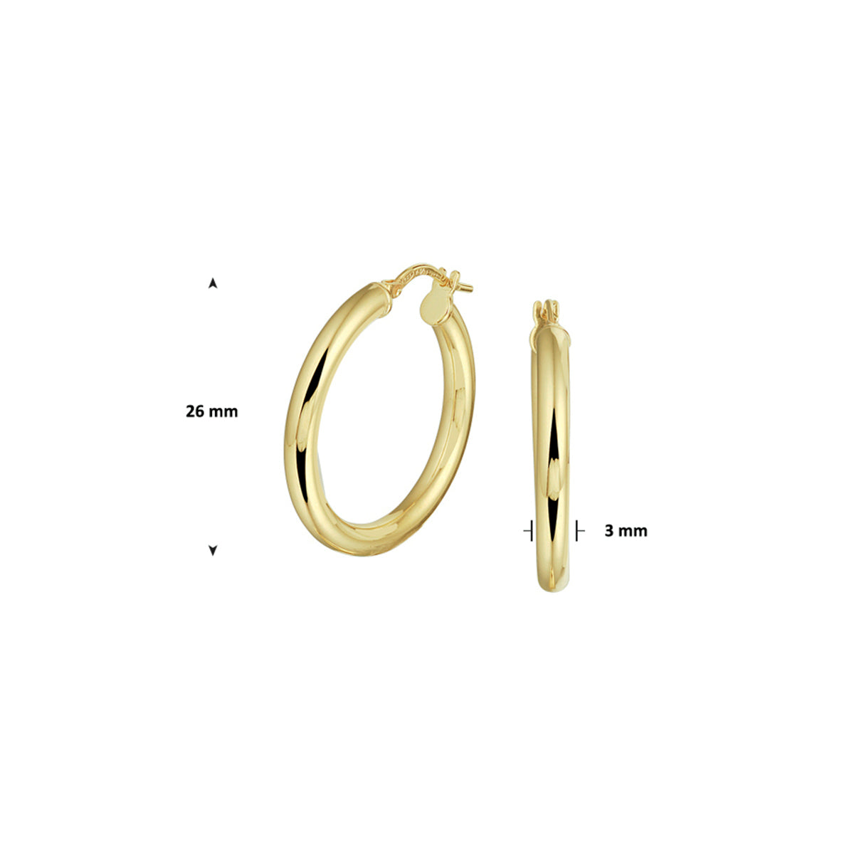 Silgold oorringen ronde buis | 26*3mm
