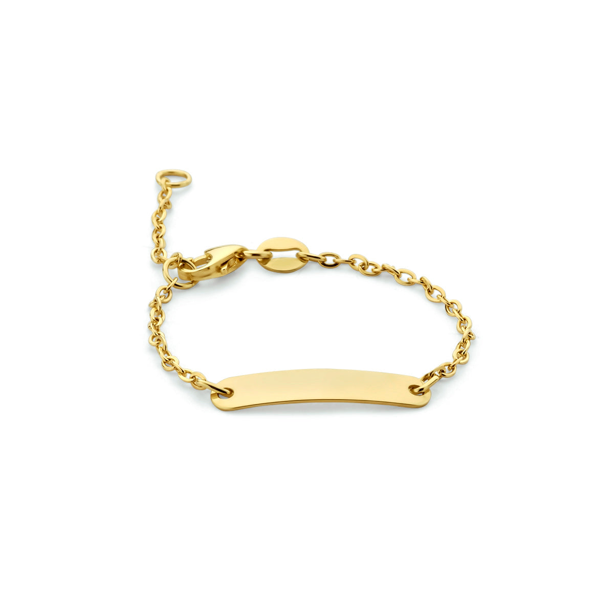 9krt geelgouden graveerarmband anker plaat 4mm | 11-13cm