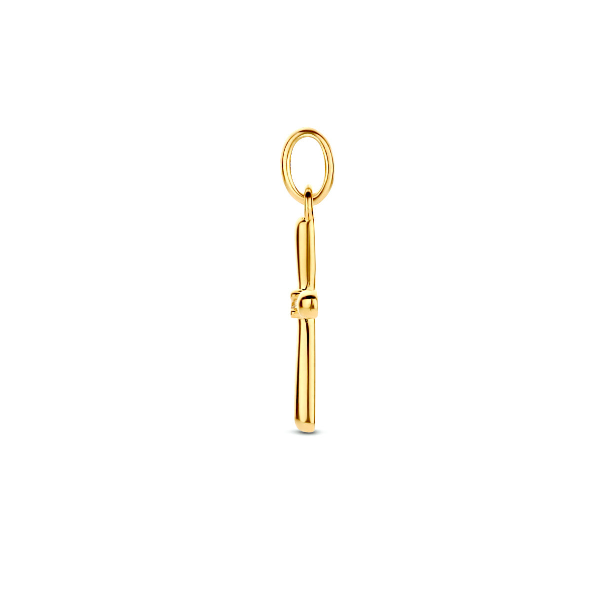 14krt geelgouden hanger kruis met 0.01ct HSI diamant 14x11mm
