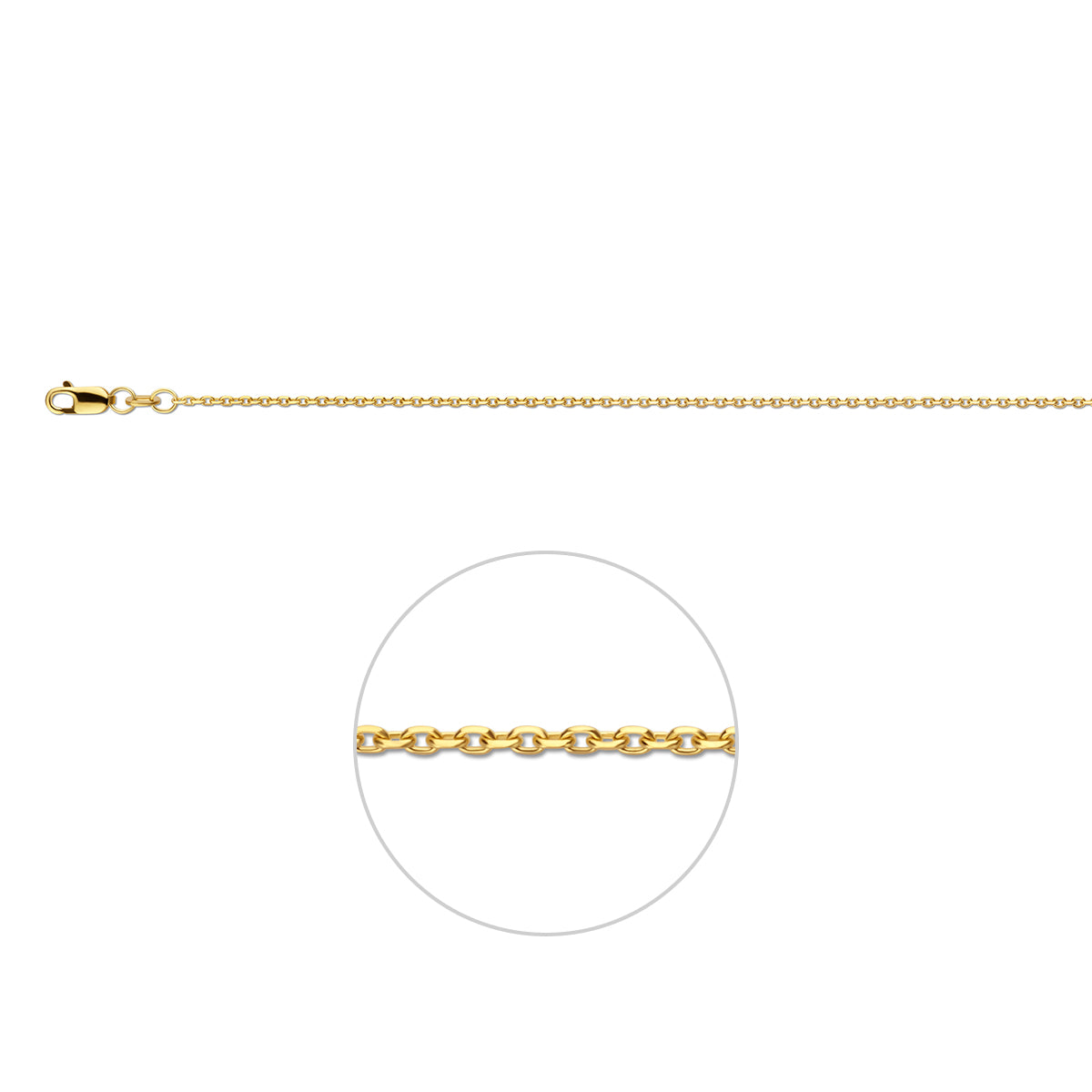 9krt geelgouden collier anker gediamanteerd 1,3mm
